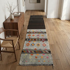 Ikat pattern on the Irilyra vintage kilim runner rug – handwoven flatweave in Anatolia, Turkey