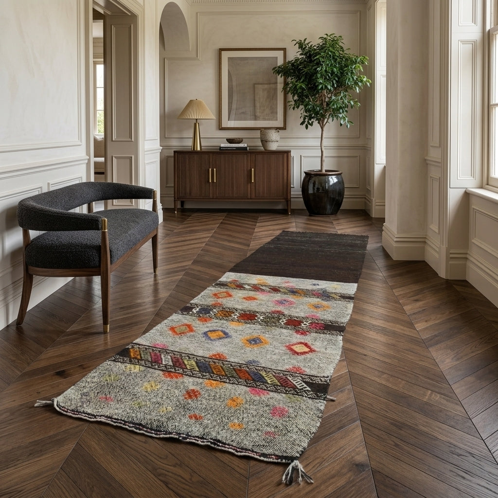 Striped pattern on the Sitarenihal vintage kilim rug – handwoven flatweave in Anatolia, Turkey
