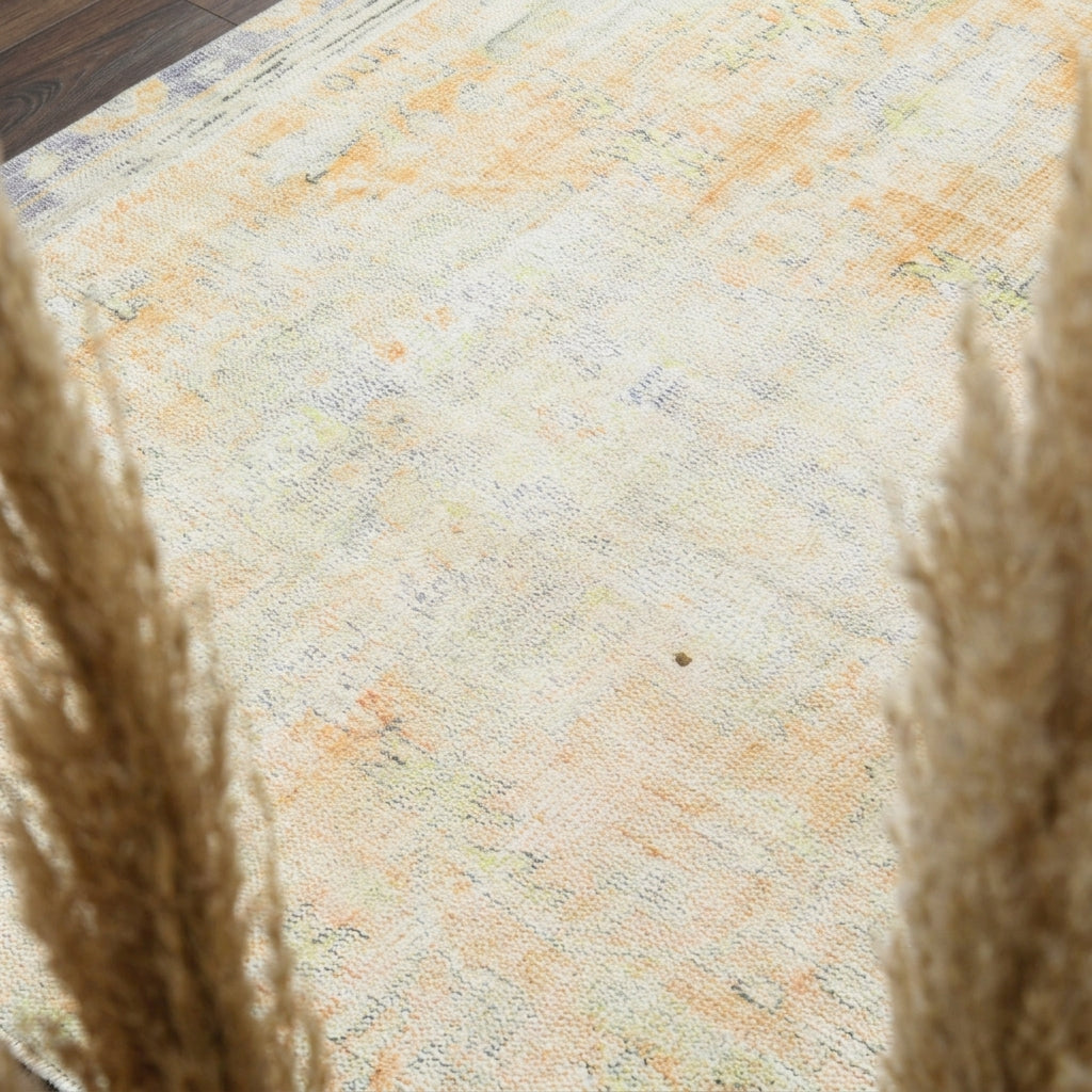 Abstract pattern on the Bulutnisin distressed vintage area rug – handmade in Anatolia, Turkey