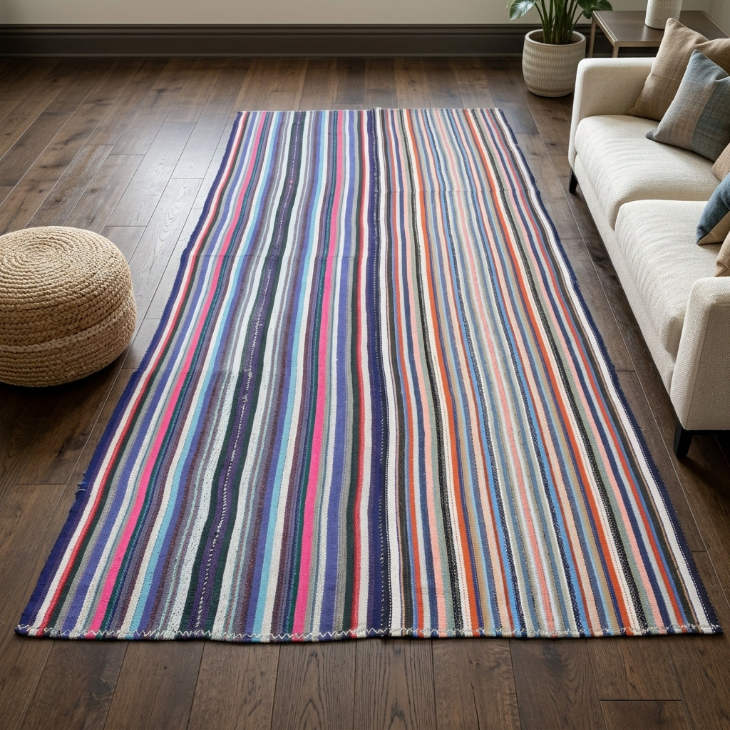 Striped pattern on the Hespertima vintage kilim rug – handwoven flatweave in Anatolia, Turkey