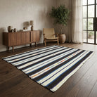 Striped pattern on the Ferahumut vintage kilim rug – handwoven flatweave in Anatolia, Turkey