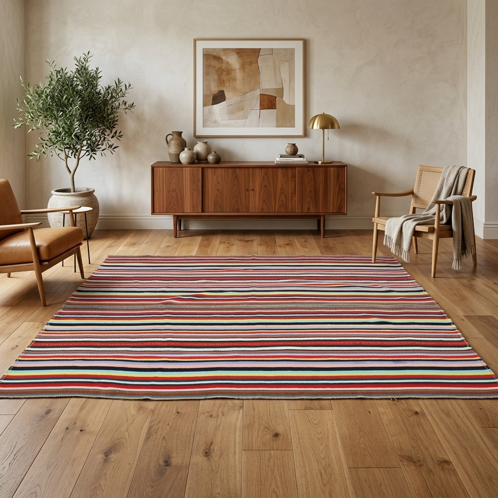 Oriental pattern on the Kalophila vintage kilim rug – handwoven flatweave in Anatolia, Turkey