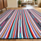 Striped pattern on the Ratibegul vintage kilim rug – handwoven flatweave in Anatolia, Turkey