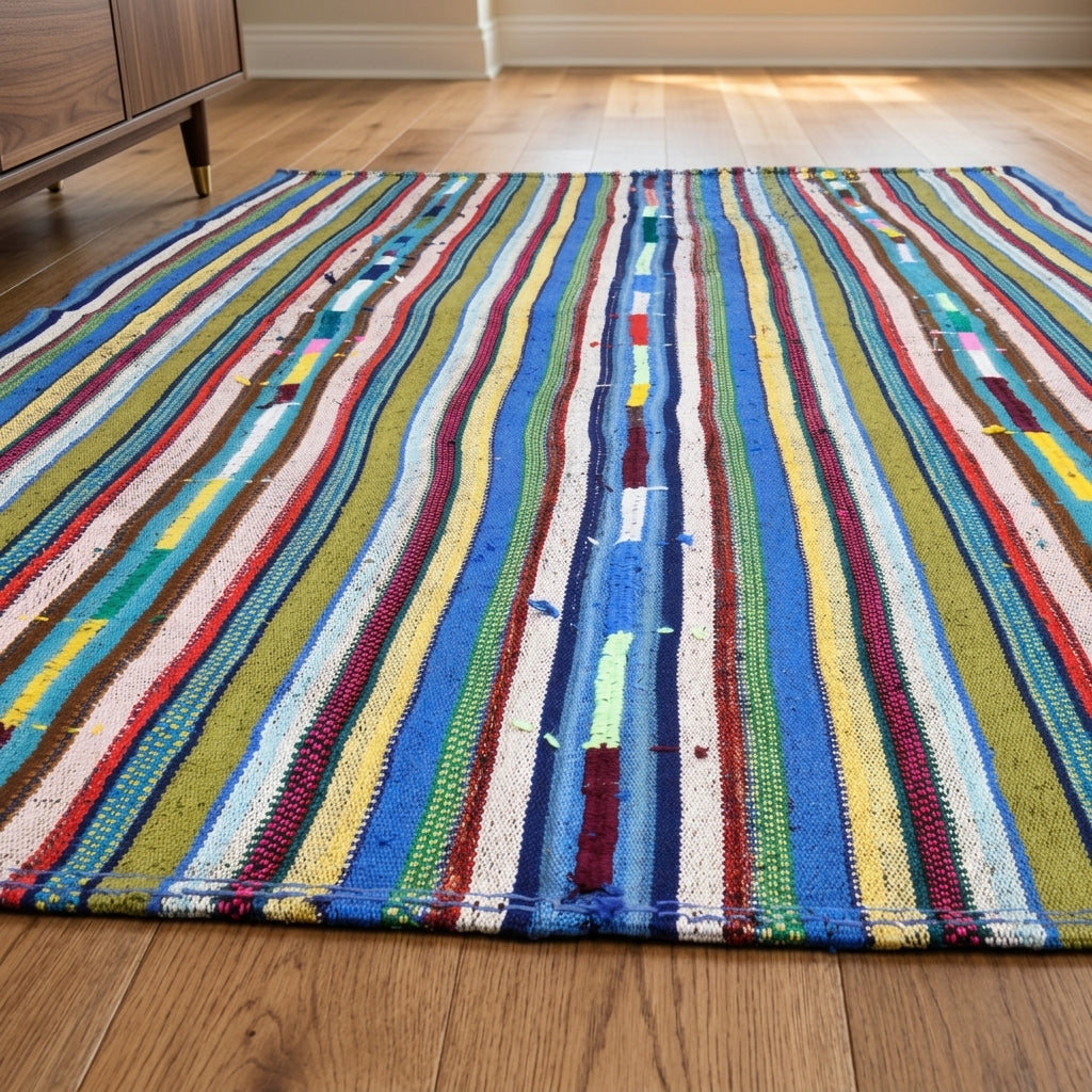 Striped pattern on the Melek vintage kilim rug – handwoven flatweave in Anatolia, Turkey