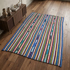 Striped pattern on the Petrocharis vintage kilim rug – handwoven flatweave in Anatolia, Turkey