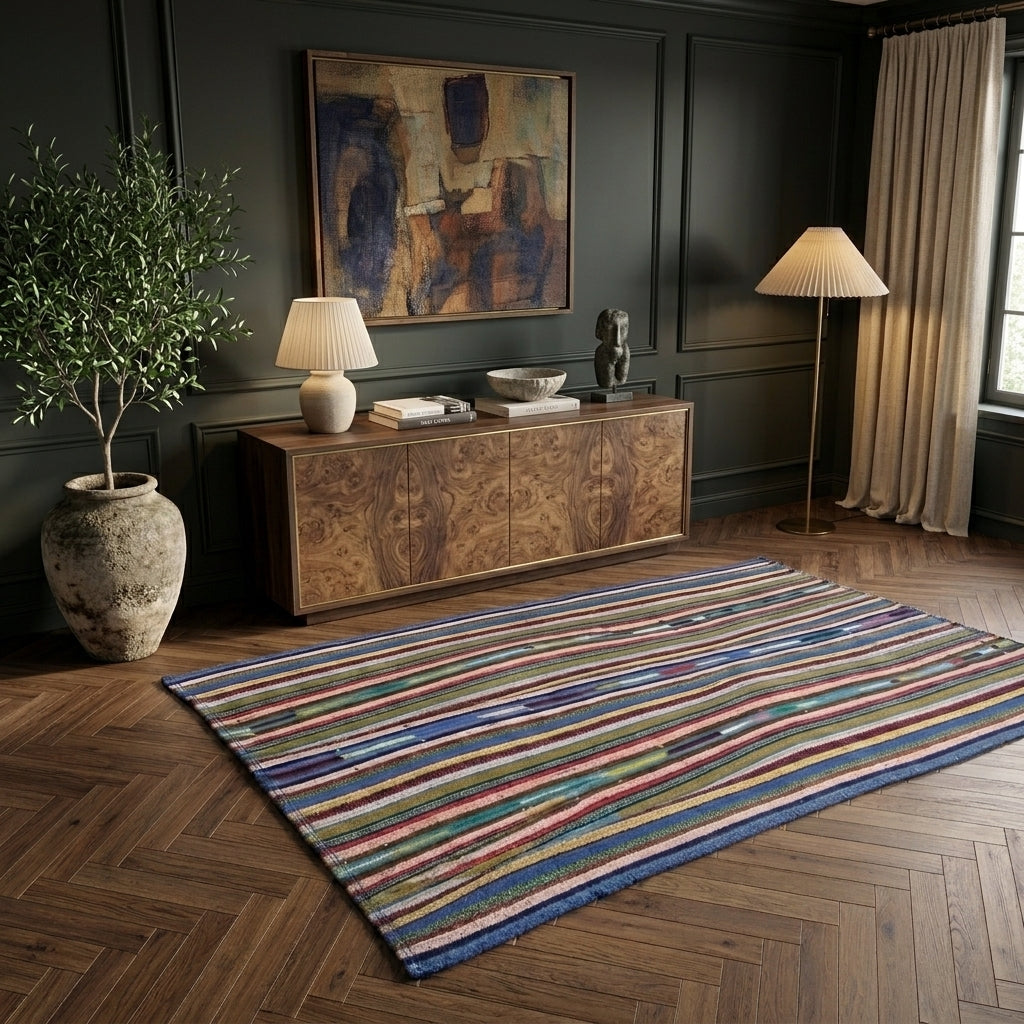 Striped pattern on the Sunbulcihan vintage kilim rug – handwoven flatweave in Anatolia, Turkey