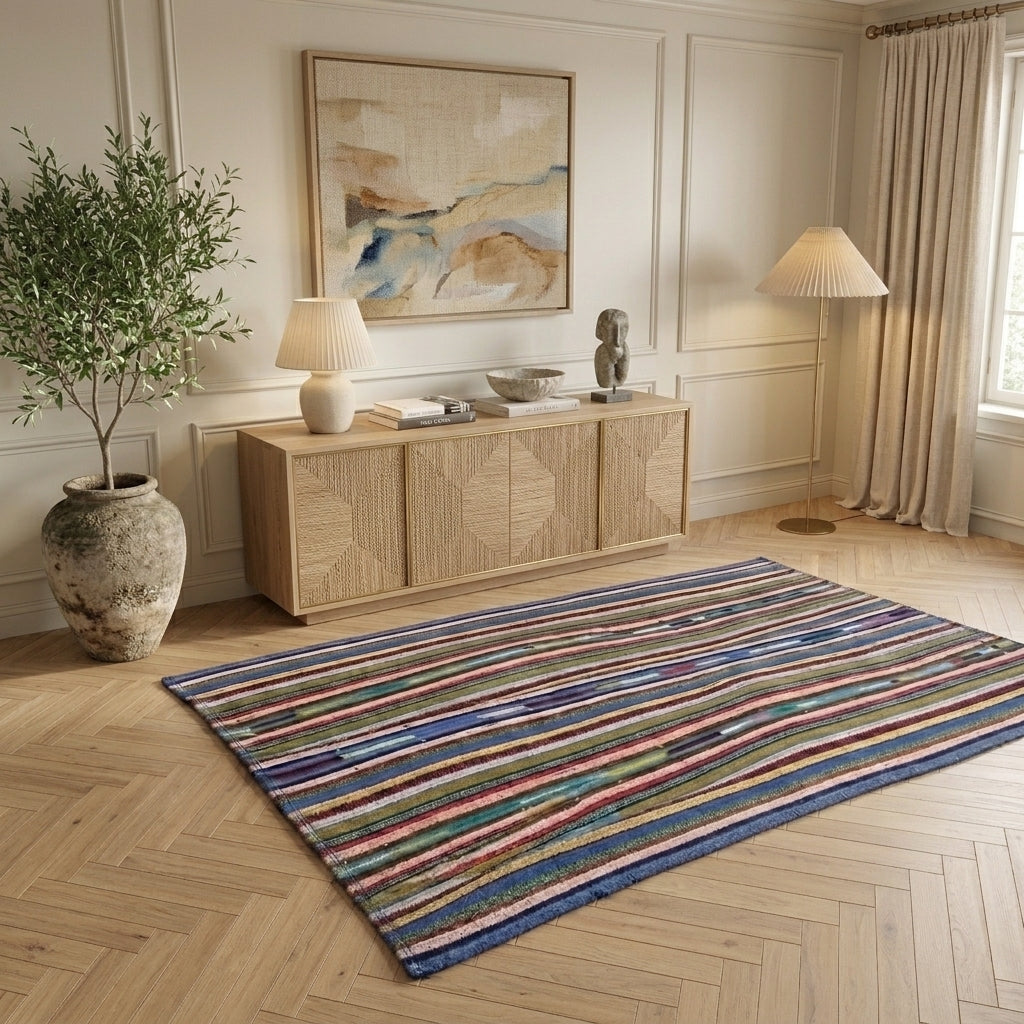 Striped pattern on the Yesimkusa vintage kilim rug – handwoven flatweave in Anatolia, Turkey