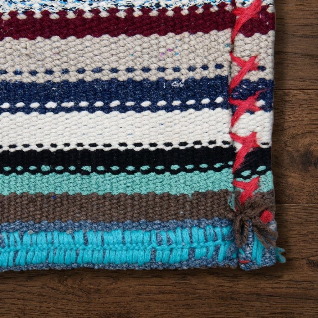 Striped pattern on the Stenocharis vintage kilim rug – handwoven flatweave in Anatolia, Turkey