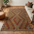 Ikat pattern on the Sehlanur vintage kilim rug – handwoven flatweave in Anatolia, Turkey