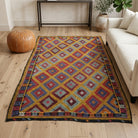 Geometric pattern on the Chrysocharis vintage kilim rug – handwoven flatweave in Anatolia, Turkey