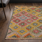 Ikat pattern on the Ecenisin vintage kilim rug – handwoven flatweave in Anatolia, Turkey