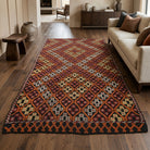 Ikat pattern on the Anthothea vintage kilim rug – handwoven flatweave in Anatolia, Turkey
