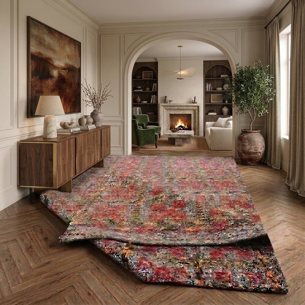 Ikat pattern on the Simgeruh vintage kilim rug – handwoven flatweave in Anatolia, Turkey