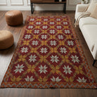 Ikat pattern on the Firuzdeniz vintage kilim rug – handwoven flatweave in Anatolia, Turkey