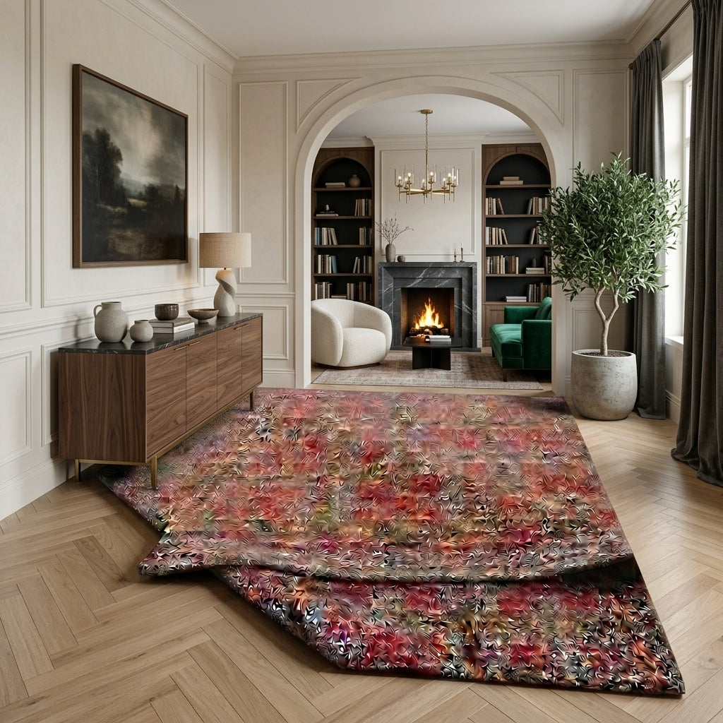 Ikat pattern on the Anthonoma vintage kilim rug – handwoven flatweave in Anatolia, Turkey