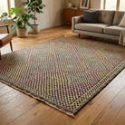 Ikat pattern on the Safaksev vintage kilim rug – handwoven flatweave in Anatolia, Turkey