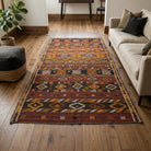 Tribal pattern on the Defneter vintage kilim rug – handwoven flatweave in Anatolia, Turkey