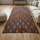Ikat pattern on the Gamze vintage kilim rug – handwoven flatweave in Anatolia, Turkey