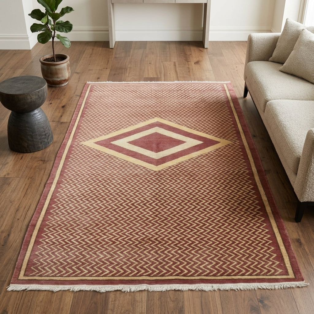 Geometric pattern on the Filizmelek vintage area rug – handmade in Anatolia, Turkey