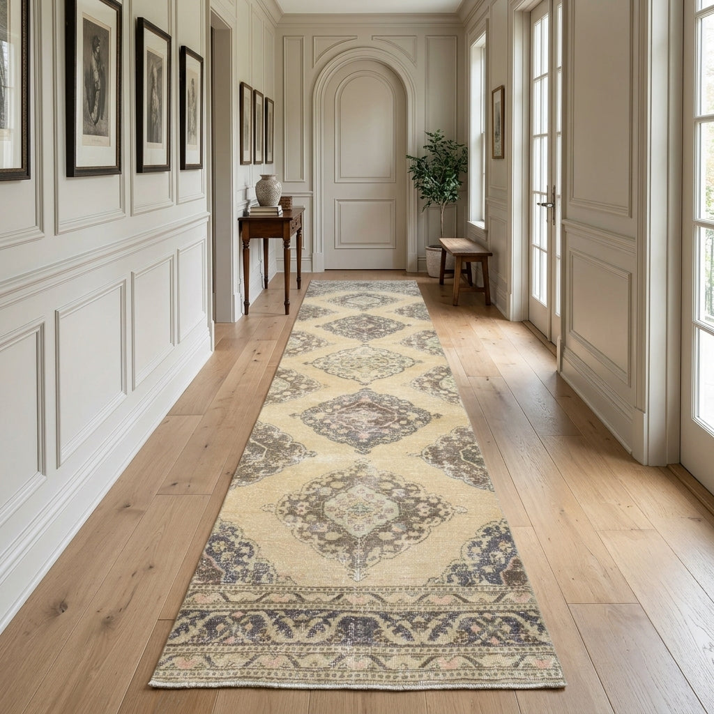 Oriental pattern on the Goncaperver vintage runner rug – handmade in Anatolia, Turkey