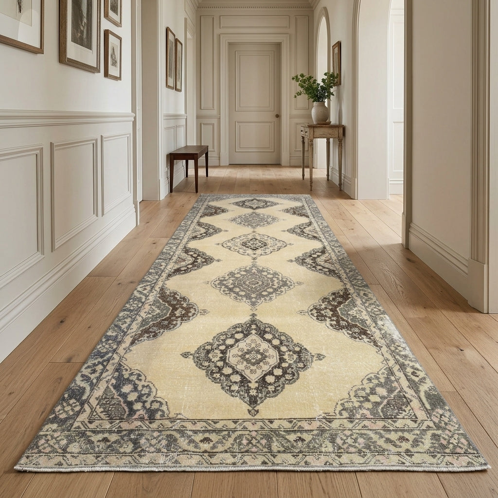 Oriental pattern on the Glykokrateia vintage runner rug – handmade in Anatolia, Turkey