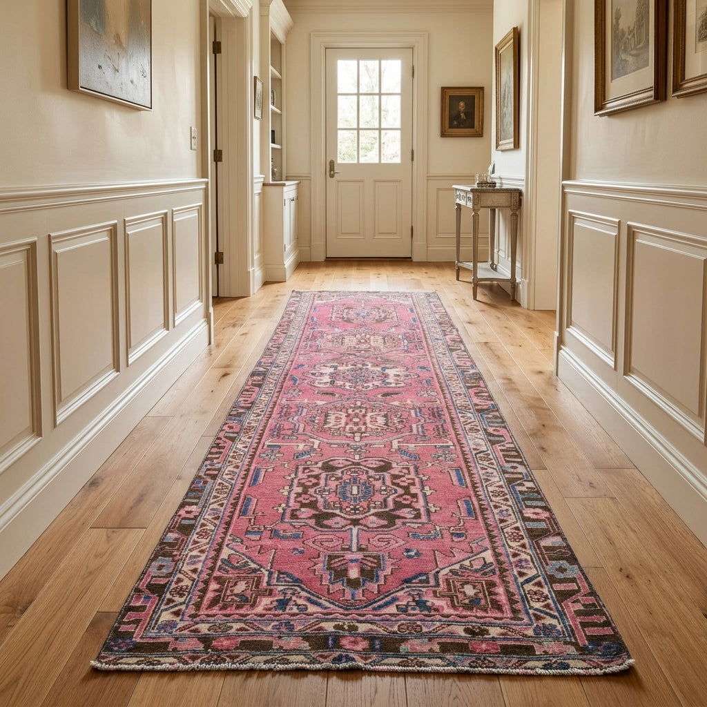 Tribal pattern on the Galene vintage runner rug – handmade in Anatolia, Turkey