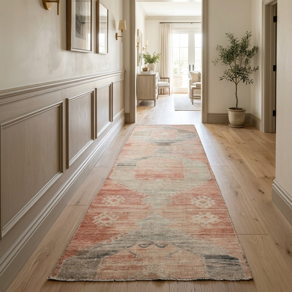 Tribal pattern on the Fulyagonca vintage runner rug – handmade in Anatolia, Turkey