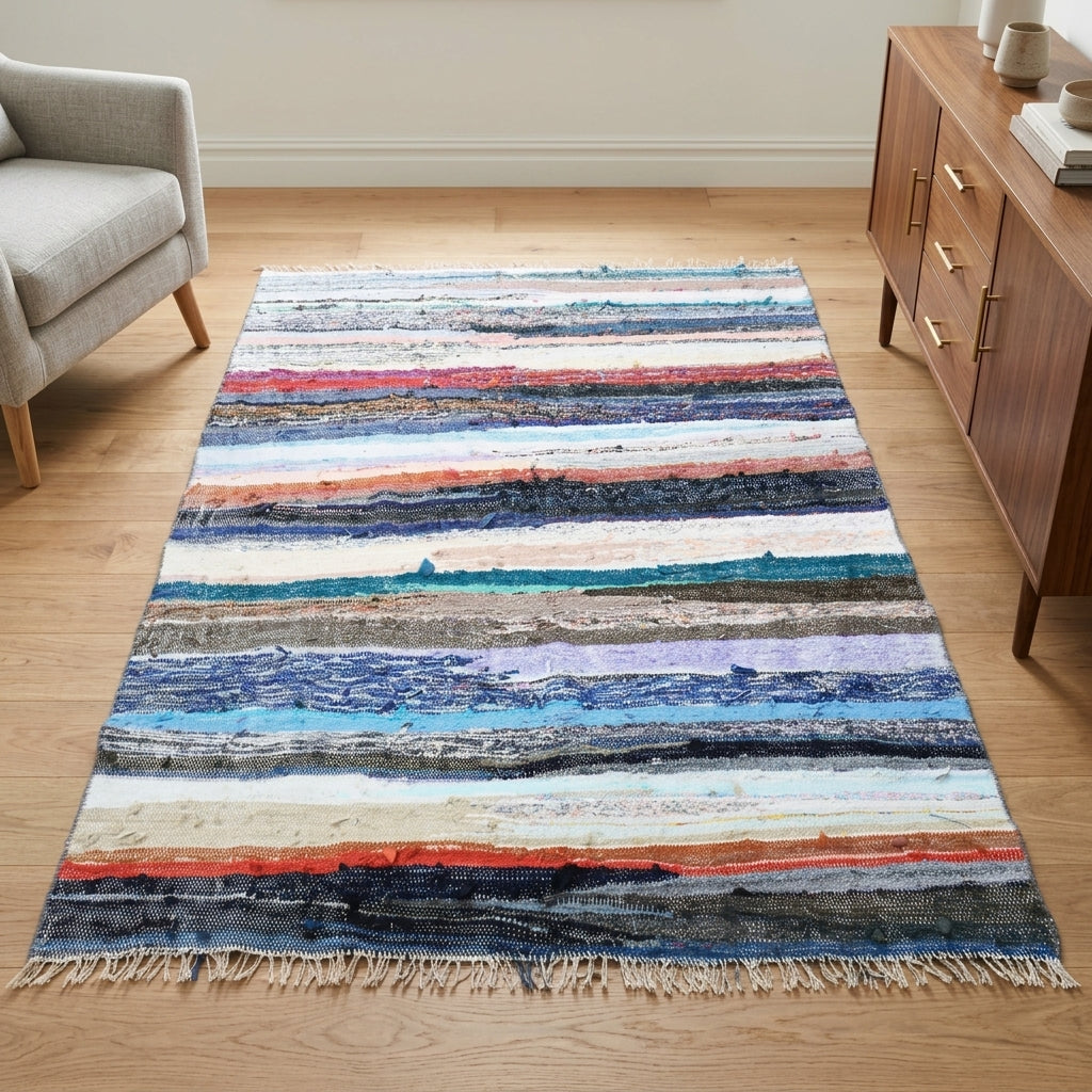 Striped pattern on the Aristopelia vintage kilim rug – handwoven flatweave in Anatolia, Turkey