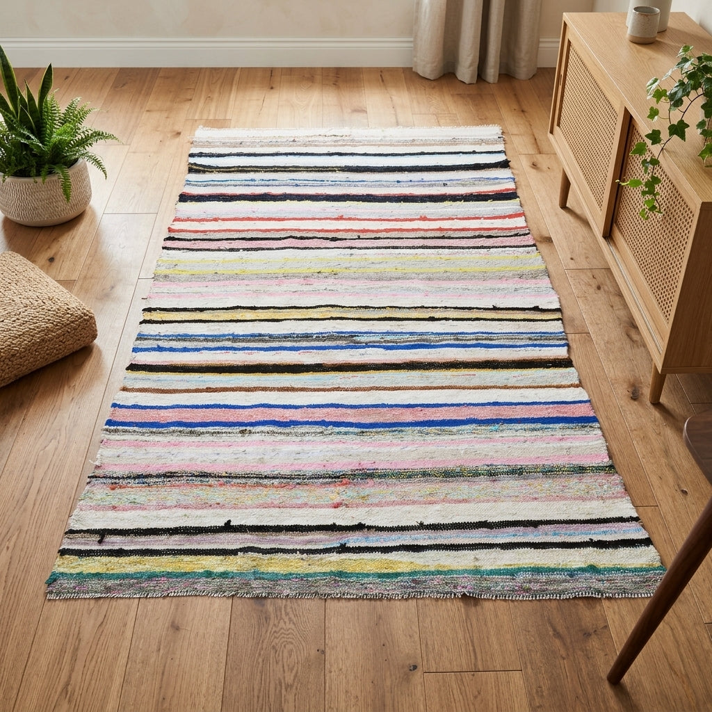 Striped pattern on the Arinna vintage kilim rug – handwoven flatweave in Anatolia, Turkey
