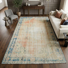 Oriental pattern on the Myrtaura distressed vintage area rug – handmade in Anatolia, Turkey