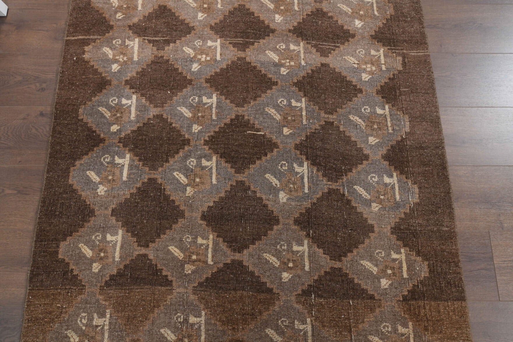 Vintage Brown Flatweave Runner Rug