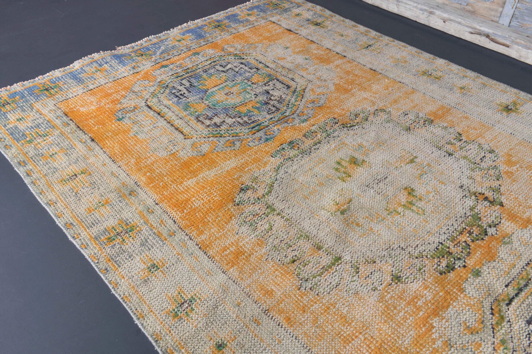 Zeyneperver runner: 1960s handmade Anatolian runner with oriental motifs and cotton backing