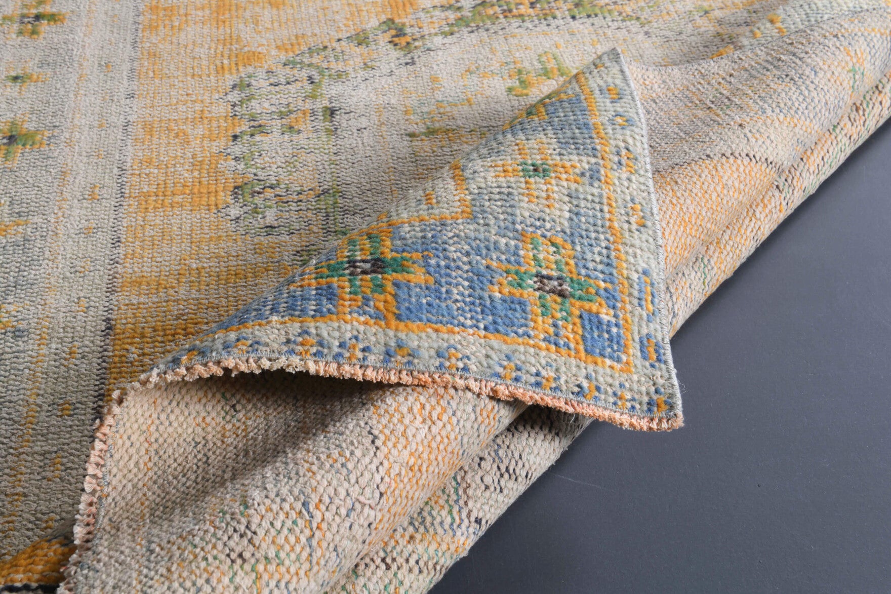 Hand-crafted Anatolian antique washed vintage runner Zeyneperver in wool, 1960s