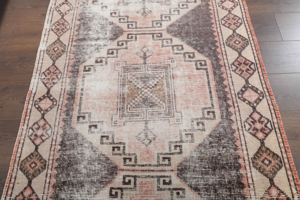 One-of-a-kind 1950s Anatolian distressed vintage runner rug in wool, 3'8" x 12'4"