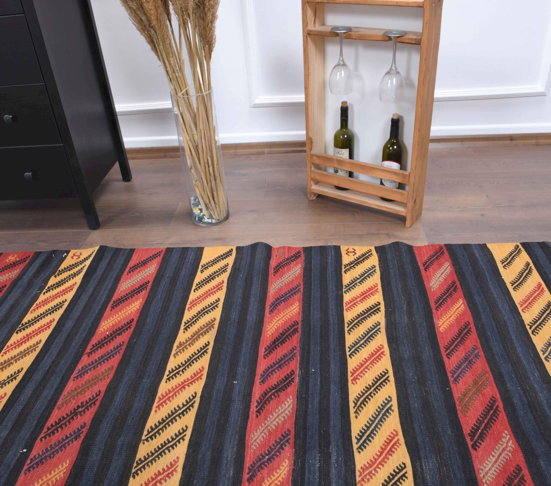Handwoven flatweave wool runner from Anatolia, Turkey – 4x14 Wool Vintage Kilim Runner Rug 3'10" x 14'1"