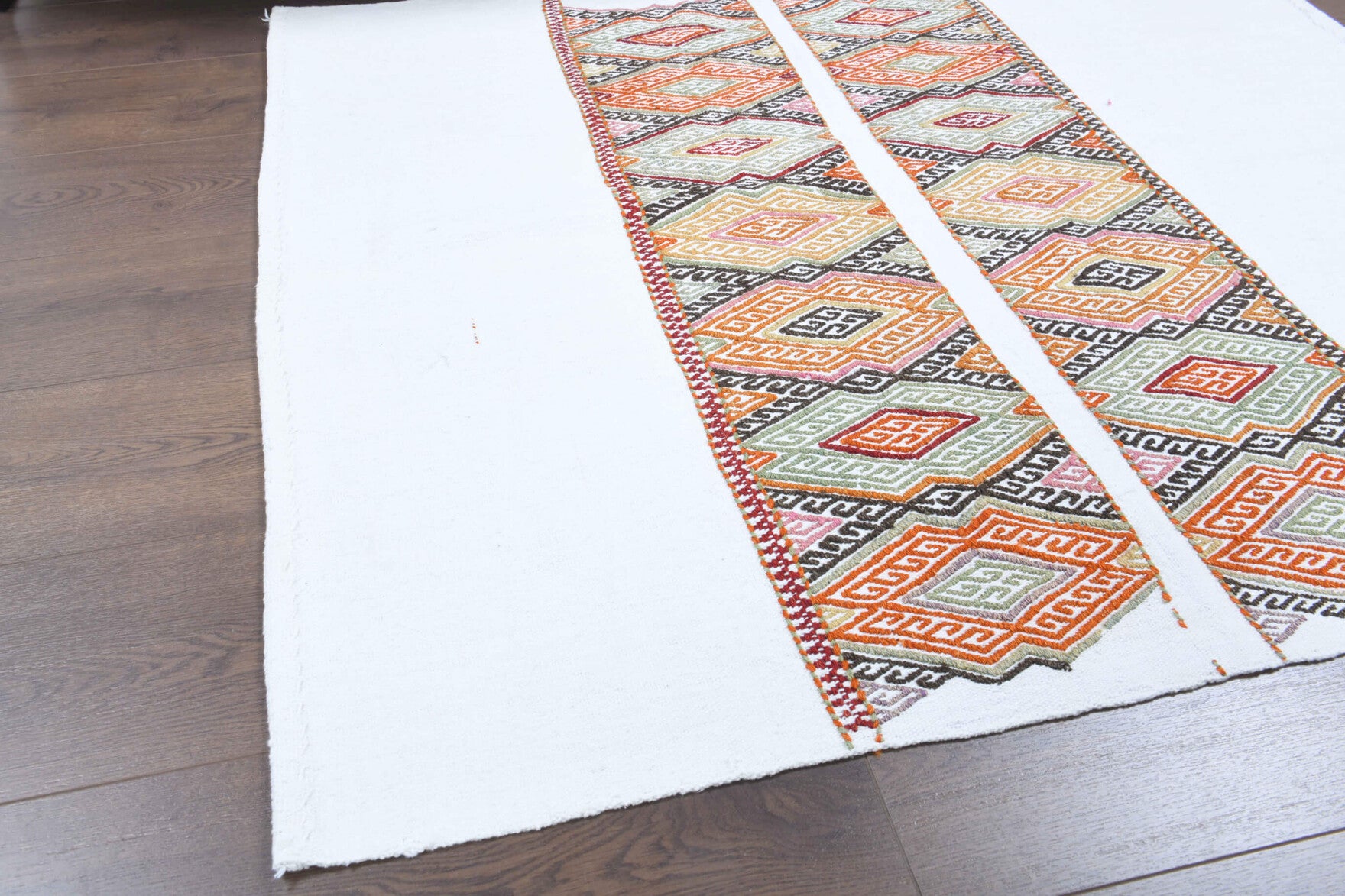 Authentic Anatolian vintage kilim rug (1960s) with ikat design – one-of-a-kind at Fame Rugs
