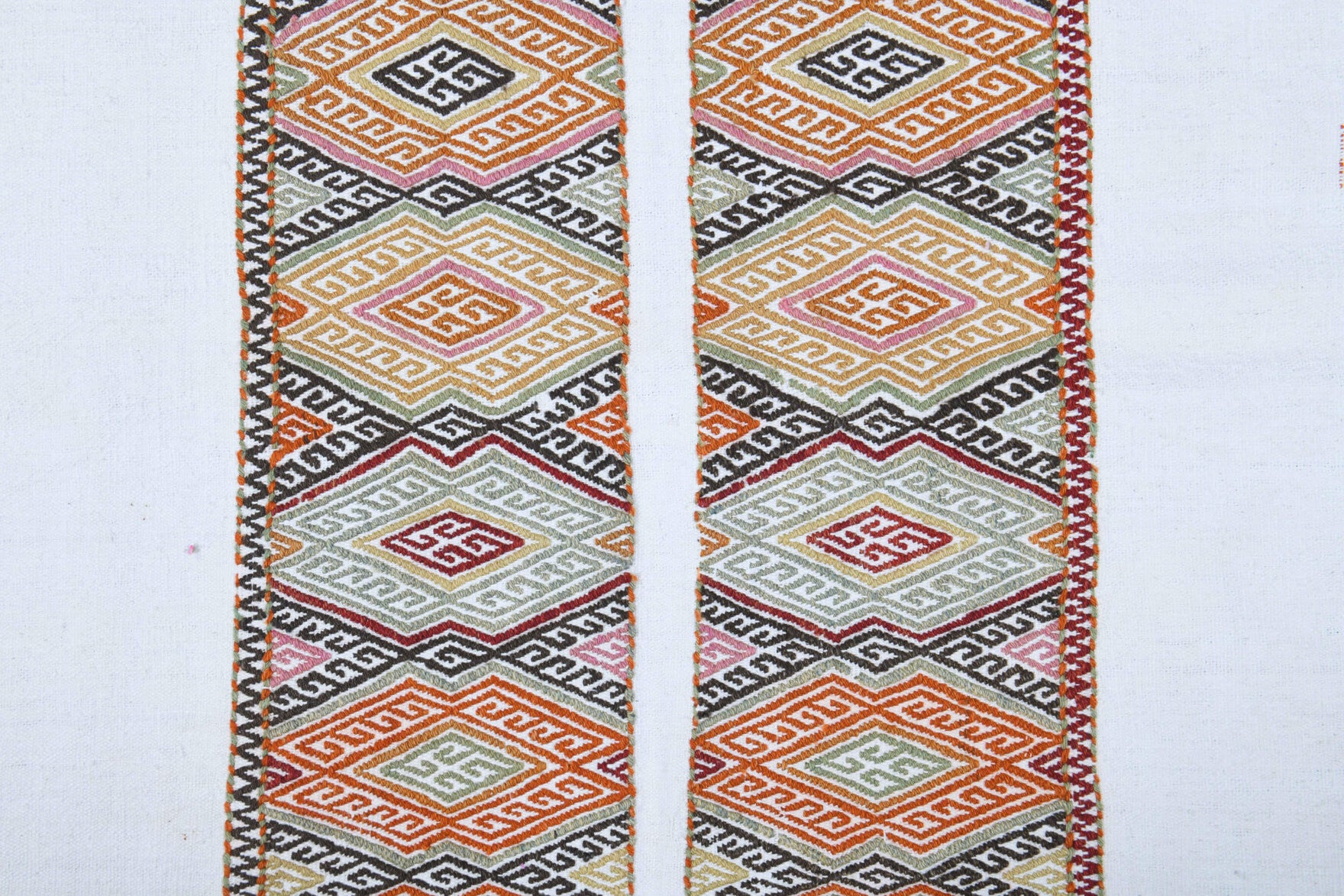 Bahrisena – vintage ikat kilim for living room or bedroom, 3'8" x 4'3" (112x129 cm)