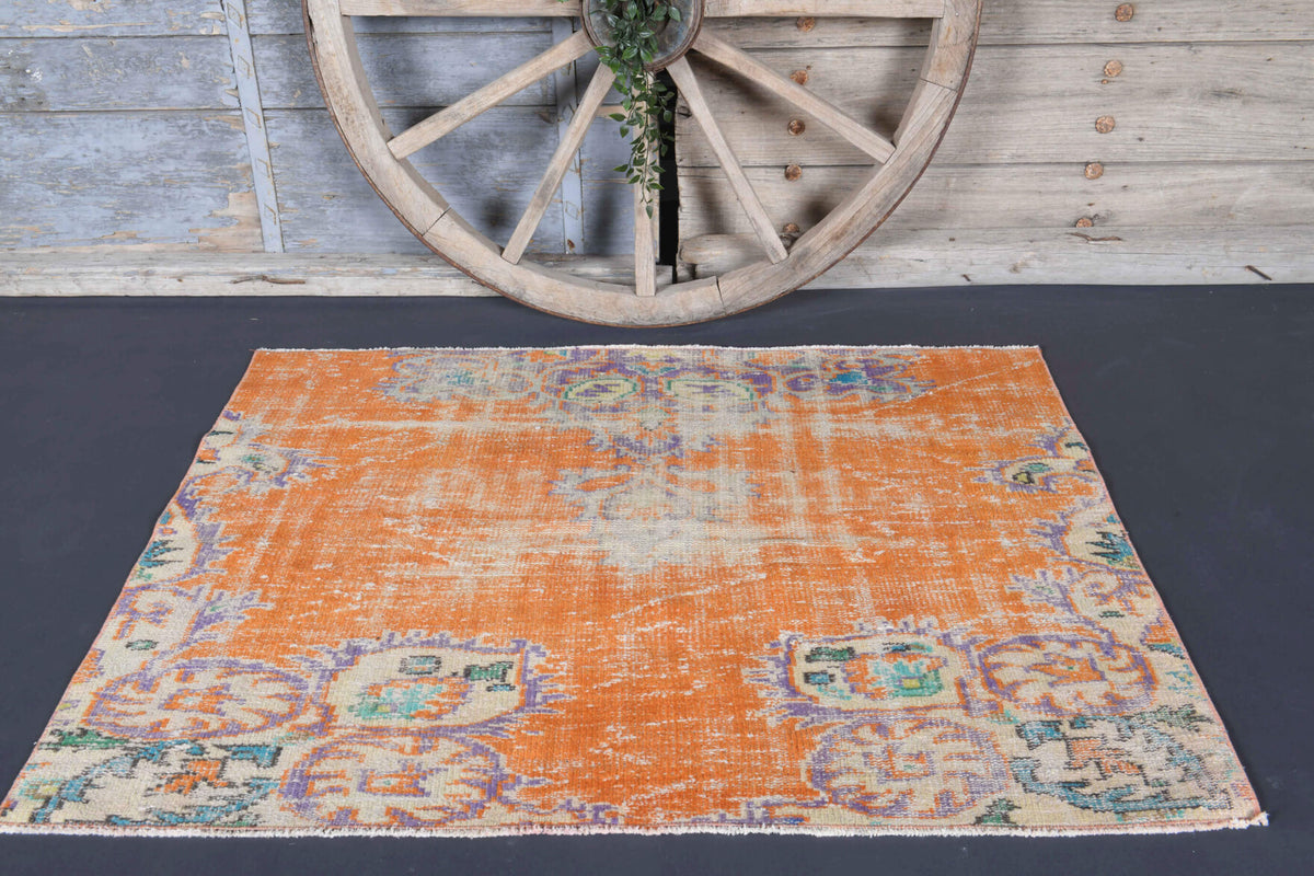 4x5 Handmade Vintage Anatolian Small Rug