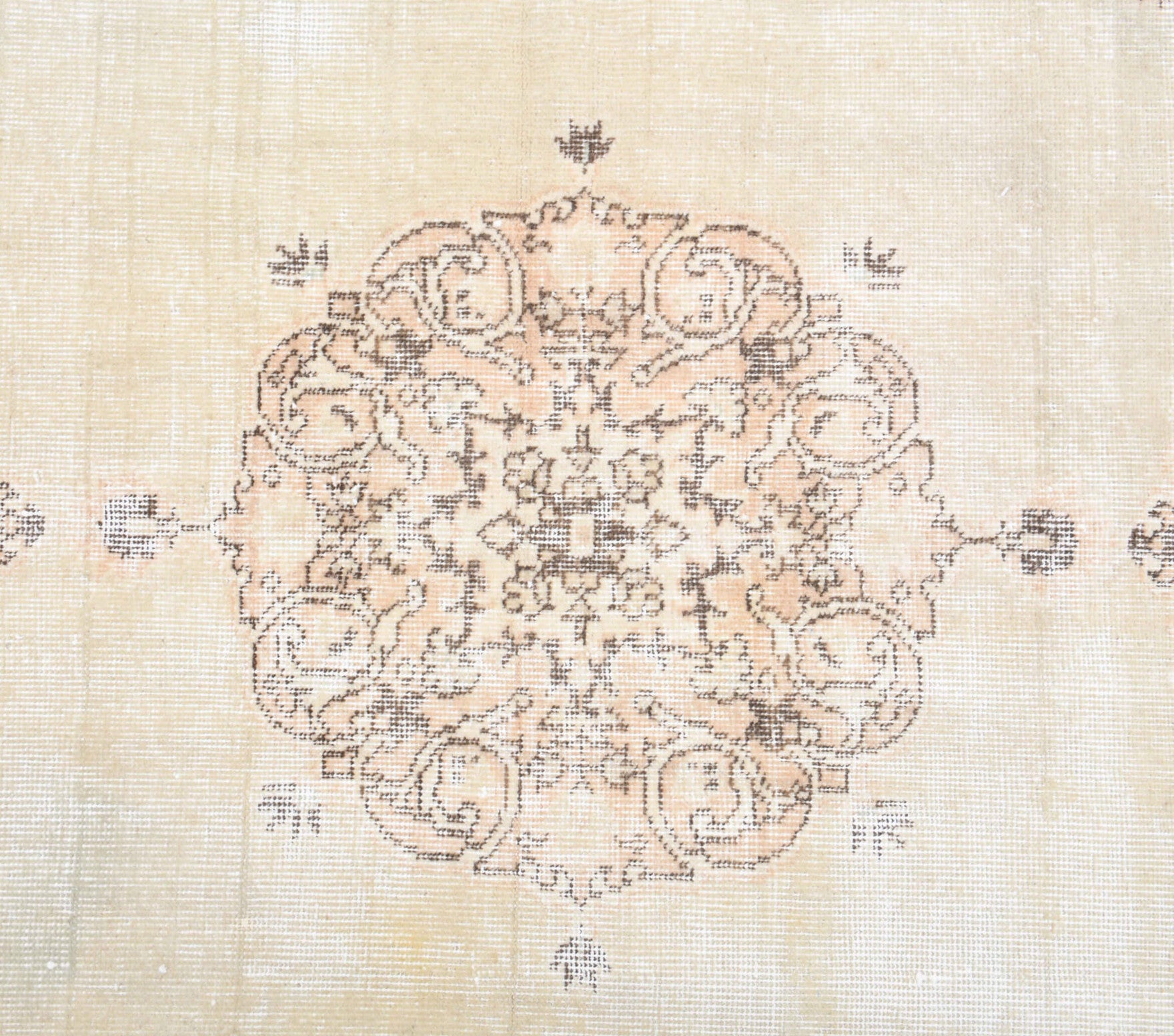 Busebike rug: 1970s handmade Anatolian rug with oriental motifs and cotton backing