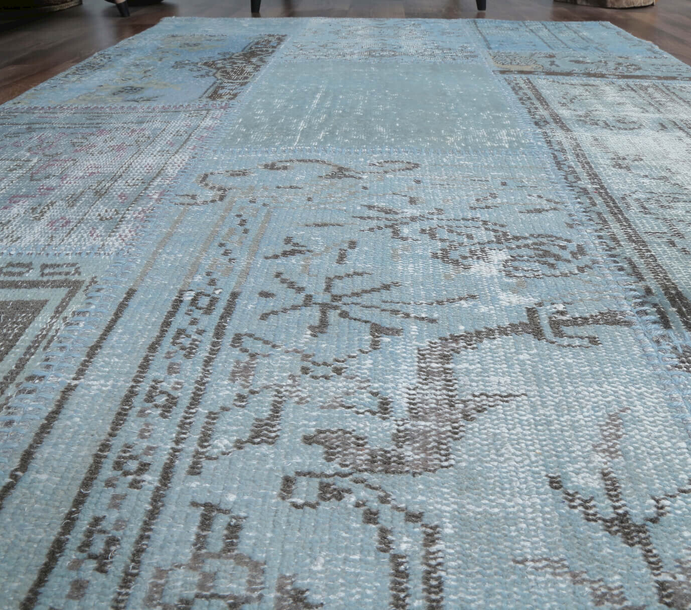 119x181 cm vintage patchwork Anatolian area rug – Hesperpetra, low pile, wool