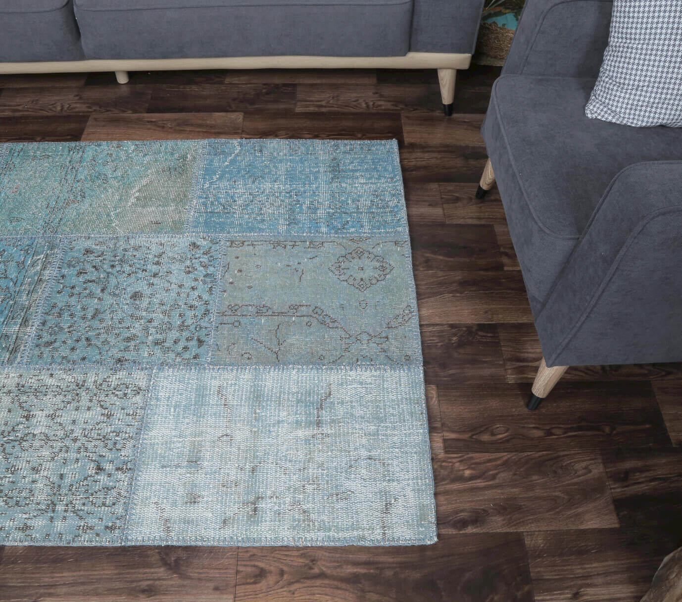 One-of-a-kind 1970s Anatolian vintage patchwork area rug in wool, 3'11" x 5'10"