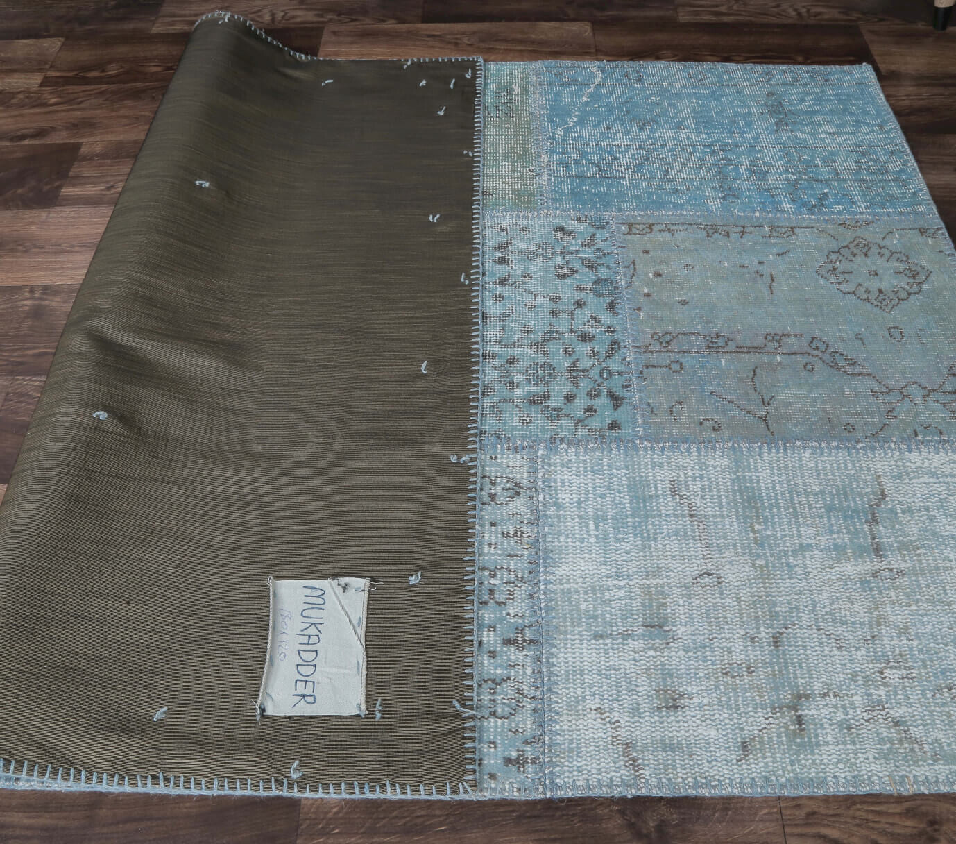 Authentic Anatolian vintage patchwork area rug (1970s) with abstract design – one-of-a-kind at Fame Rugs