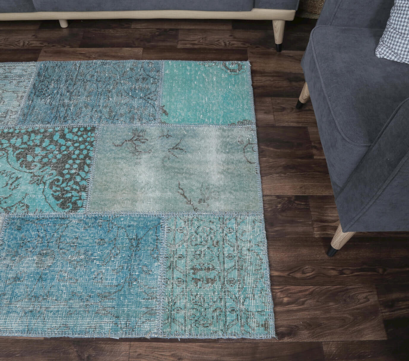 One-of-a-kind 1970s Anatolian vintage patchwork area rug in wool, 4' x 5'11"