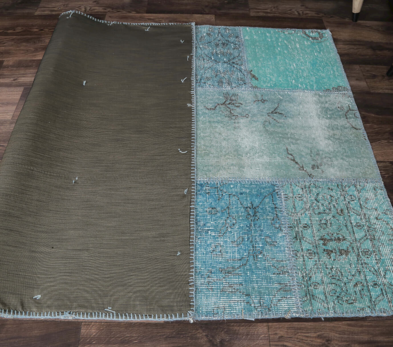 Authentic Anatolian vintage patchwork area rug (1970s) with abstract design – one-of-a-kind at Fame Rugs