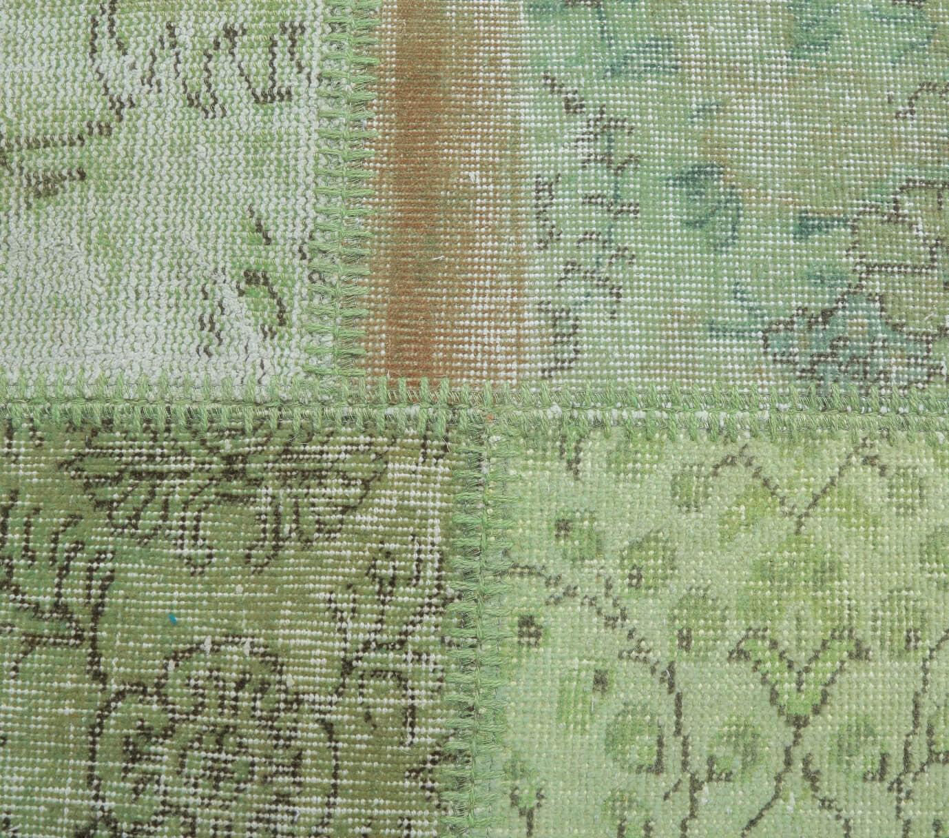 Hemerophone rug: 1970s handmade Anatolian rug with floral motifs and fabric backing