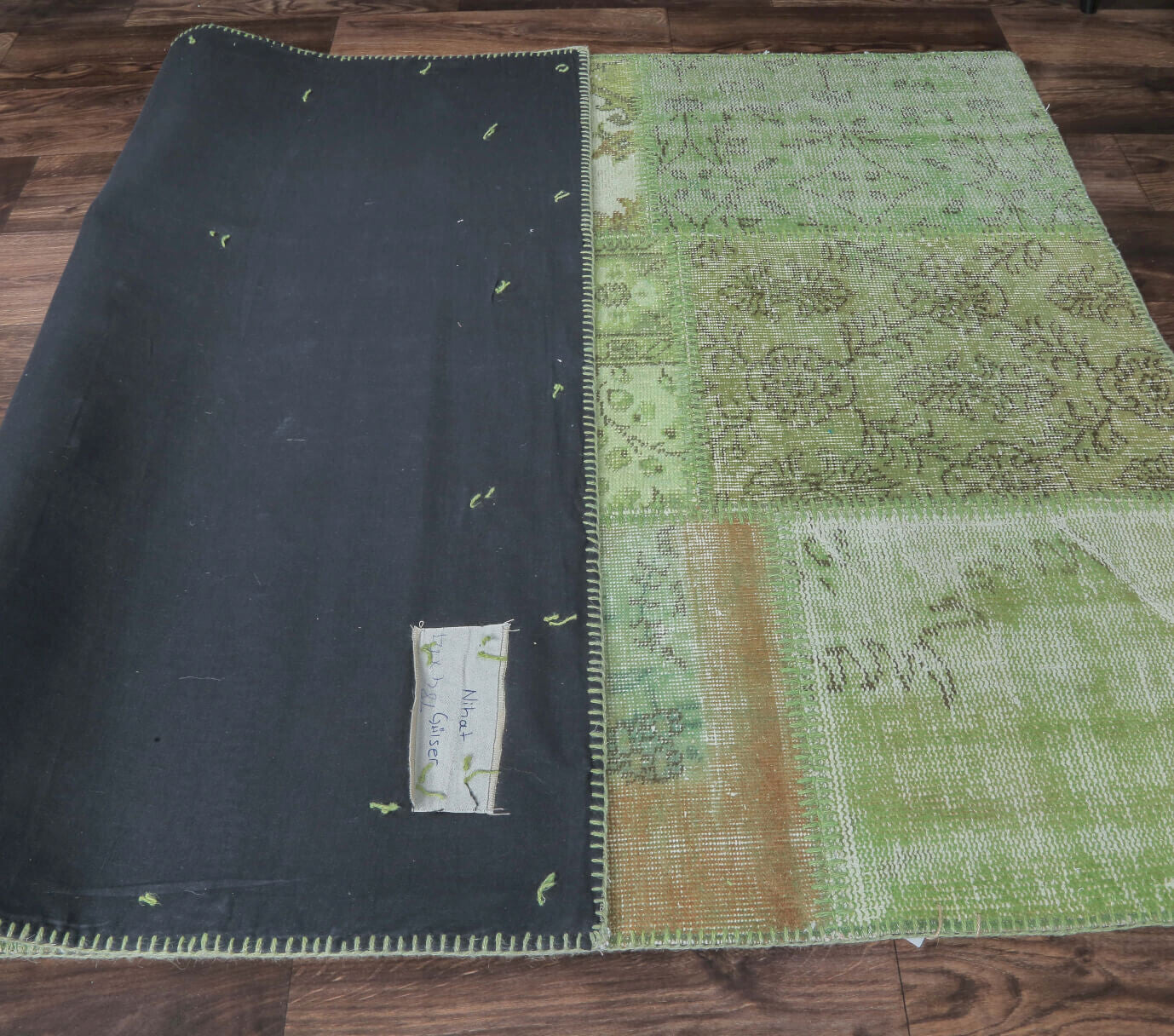 Authentic Anatolian vintage patchwork area rug (1970s) with floral design – one-of-a-kind at Fame Rugs