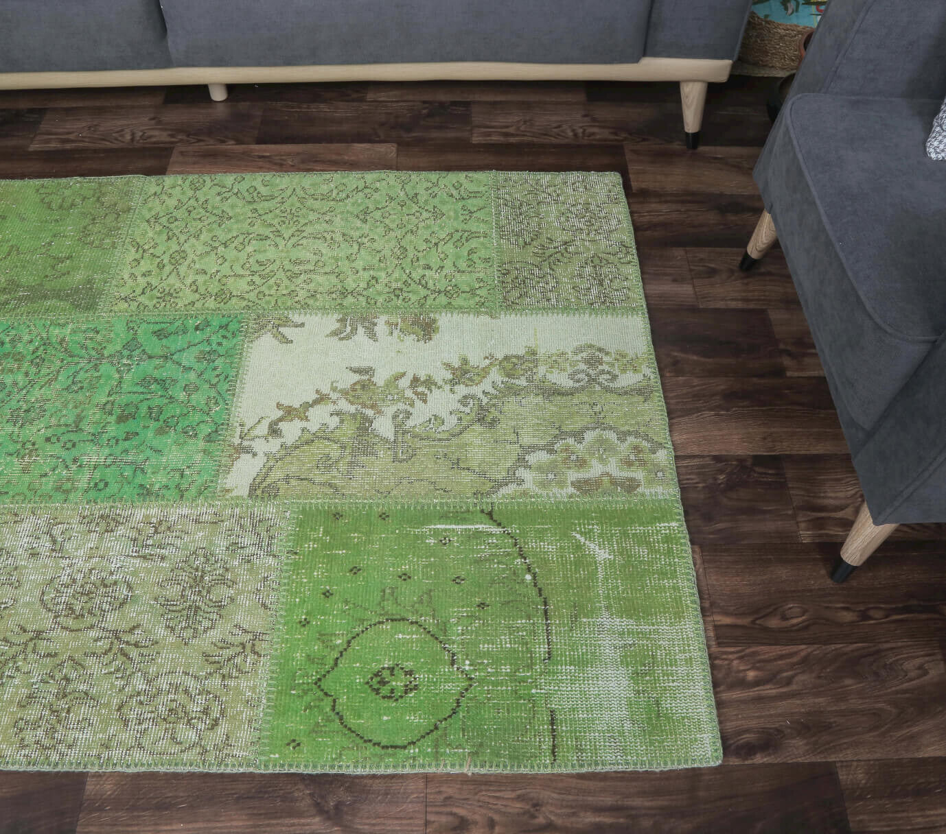 One-of-a-kind 1970s Anatolian vintage patchwork area rug in wool, 4' x 5'10"