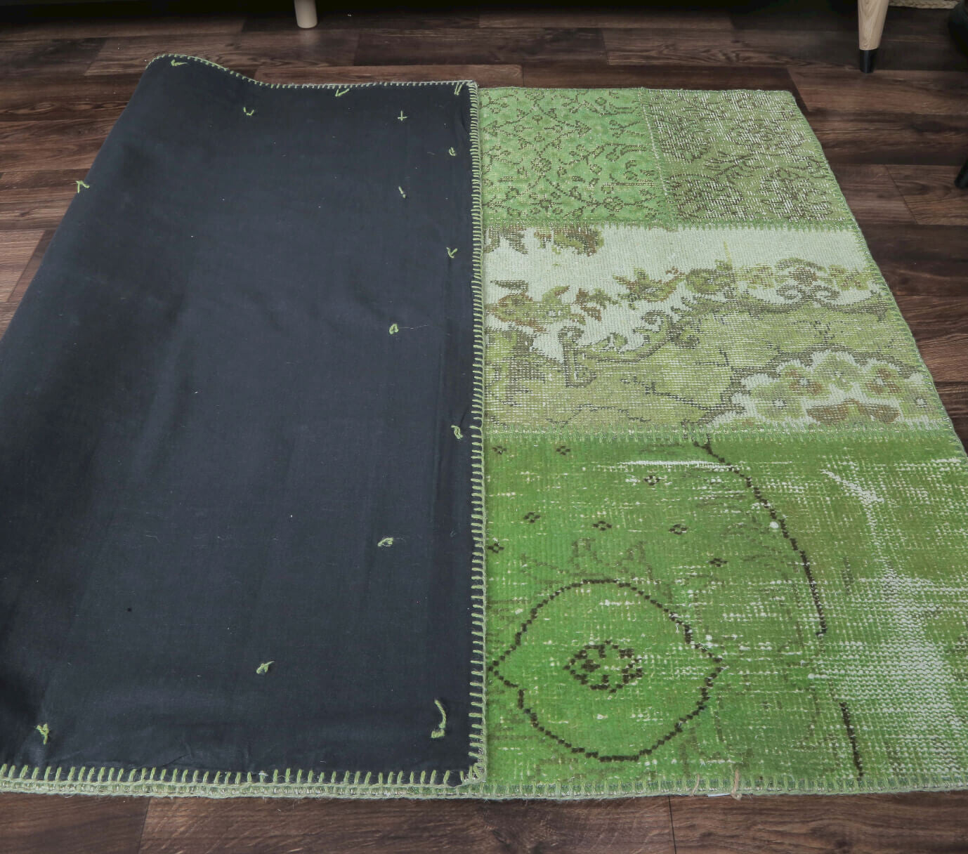 Authentic Anatolian vintage patchwork area rug (1970s) with abstract design – one-of-a-kind at Fame Rugs