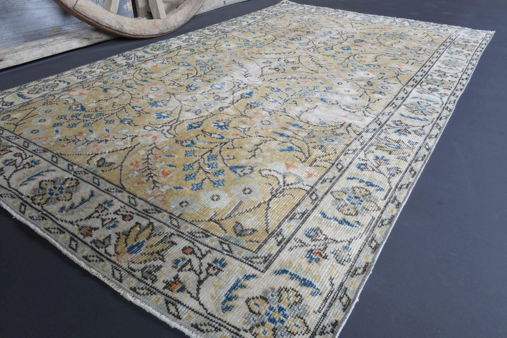 One-of-a-kind 1970s Anatolian vintage area rug in wool, 4' x 6'10"