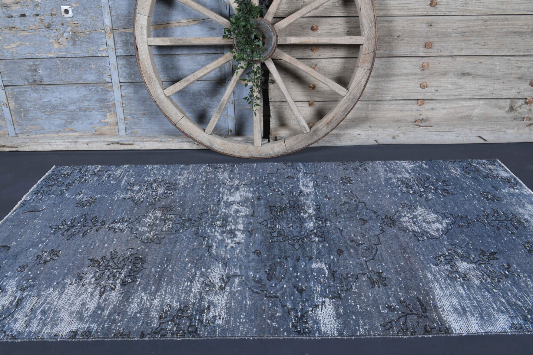 One-of-a-kind 1960s Anatolian overdyed vintage area rug in wool, 3'10" x 7'4"